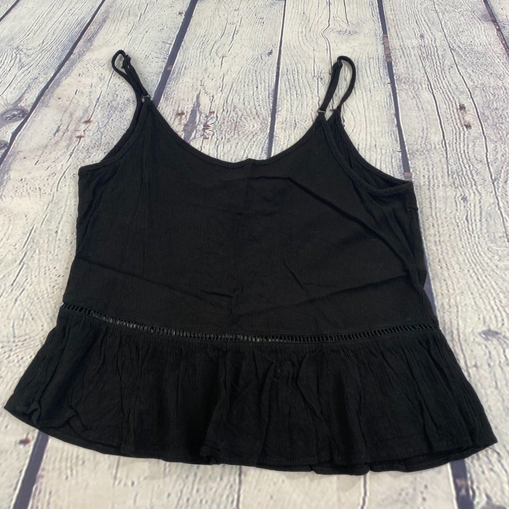 Ambiance Lace Up Front Strappy Black Crop Top - Picture 4 of 5